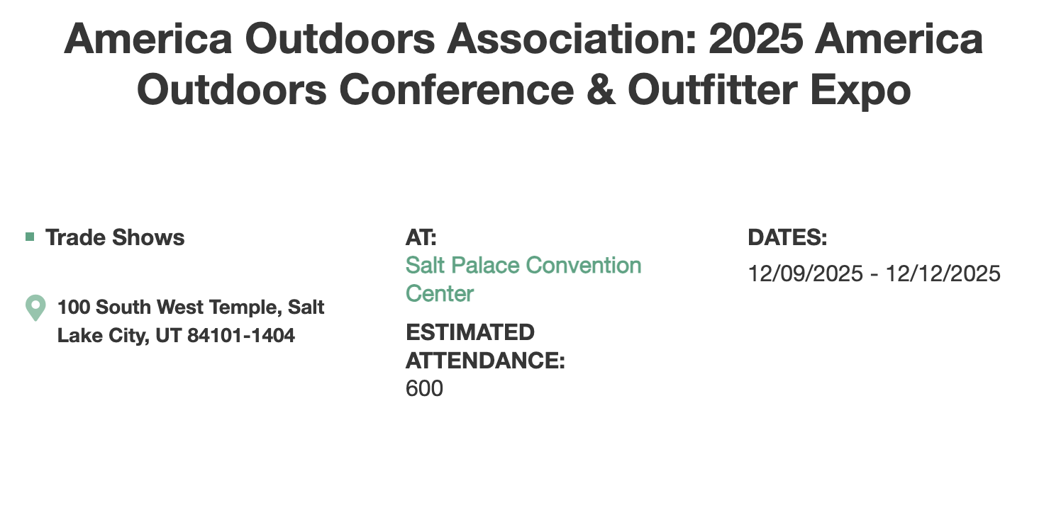 America Outdoors Conference and Expo: Salt Lake City